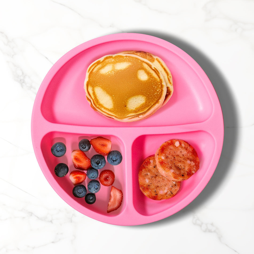 Pink & Teal Kids Plate With Suction Cup