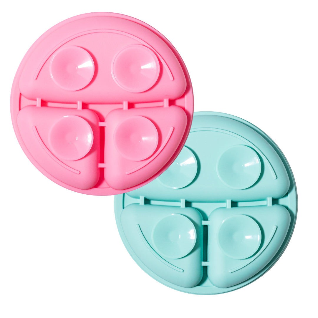 Pink & Teal Kids Plate With Suction Cup