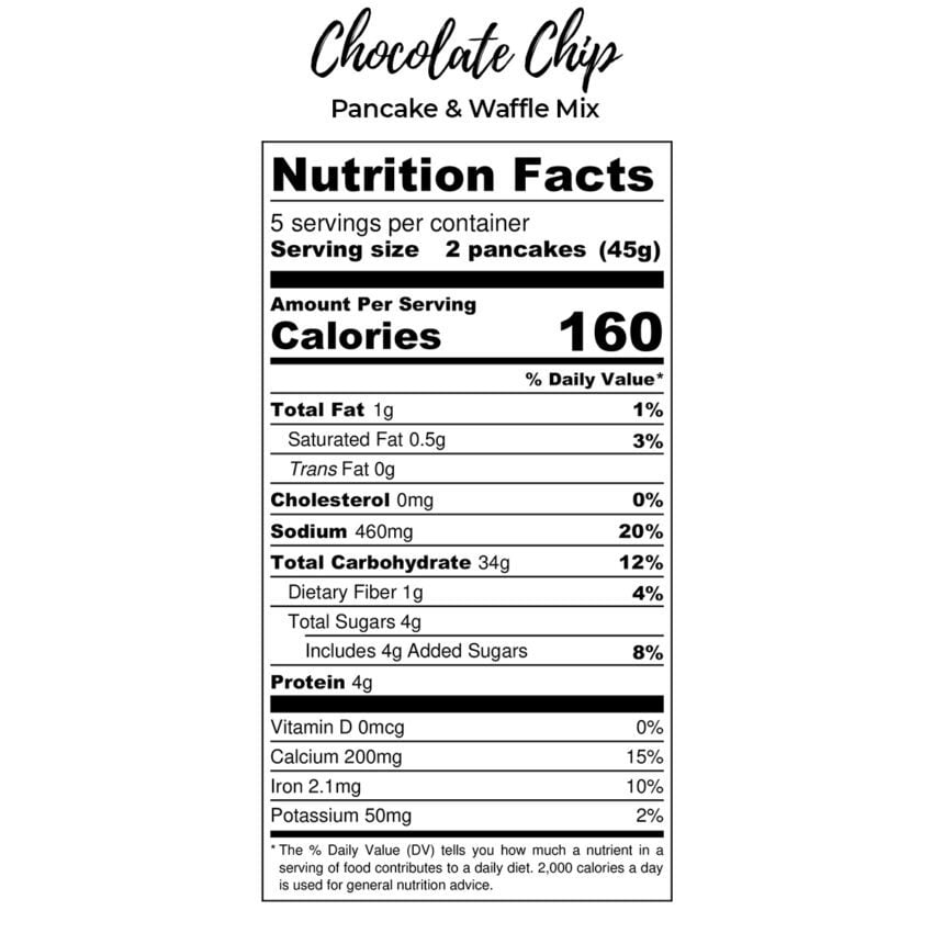 chocolate chip pancake mix nutrition facts
