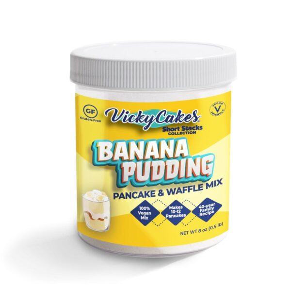 gluten-free banana pudding pancake mix short stacks container